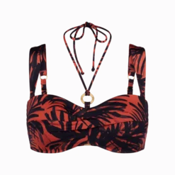 SUMMER PALM Padded bikini top with detachable straps